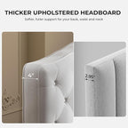 King Headboard Only, Modern Button-Tufted Upholstered Headboard King Size with 4" Thickened High-Density Sponge, Luxury Chenille Fabric, Adjustable Height, Easy Assembly, Beige