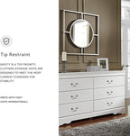 Signature Design by Ashley Anarasia Modern Glam Children's 6 Drawer Dresser, White