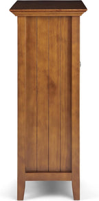 SIMPLIHOME Acadian Storage Cabinet - 39 inch Wide Solid Wood 4-Shelf Display Cabinet in Light Golden Brown, Transitional Cupboard for Living Room or Dining Room with Glass Doors and Adjustable Shelves