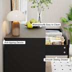 UEV 9 Drawer Dresser for Bedroom, 63" Long Mid-Century Modern Chest of Drawers with Unique Water Stream Pattern, Wooden Dressers Organizer for Living Room, Nursery (Black and Brown)