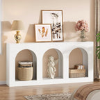 Tribesigns 70.9" White Console Table with Storage, Wood Entryway Entry Table with 3 Arched Shelves for Foyer, Hallway, Living Room, Behind Couch Sofa, Narrow Long