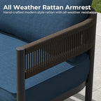 Grand patio 4-Piece Outdoor Conversation Set with 2 Single Chairs and 2 Patio Coffee Tables, Wicker Furniture Set, Peacock Blue