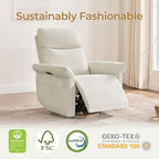 CHITA Power Recliner Chair, Electric Triple-Motor Swivel Glider Nursery Rocking Chair with Adjustable Power Headrest and Lumbar Support, GREENGARD Gold Certified, Solid Wood Base, Linen