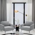 Oversized Accent Chair for Living Room Chairs Reading Arm Chair Comfy Modern Single Sofa Side Chairs with Metal Legs & Soft Cushion for Bedroom, Waiting Room (Polyster Light Grey, Set of 2)