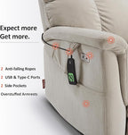 MCombo Large-Wide Dual Motor Power Lift Recliner Chair, Massage and Dual Heating for Elderly People, Infinite Position, Fabric R7166 (Beige)