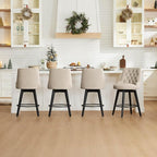 Watson & Whitely Counter Height Bar Stools, Performance Fabric Upholstered Modern Swivel Barstool with Back, Solid Wood Legs, 26" H Seat, Tan