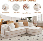 Cloud Sectional Sofa Modern Boneless Couch for Living Room, Comfy Deep Seat Comfy Teddy Fabric Double Sofa Chaise No Assembly Required (White, 106" L Shape with Right Facing)