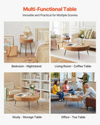 VEVOR 2 Pieces Round Coffee Tables Sets, 31.3 in Industrial Living Room Table with 1 End Side Table, Easy Assembly Coffee and End Tables Sets with Metal Legs, for Office, Living Room and Apartment
