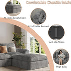 EASE MOOSE Oversized Sectional Cloud Couch for Living Room, L-Shaped Modular Boneless Sofa, Cloud Sofa Set with Fluffy Foam, 4-Seat Deep Comfy Sofa with Ottoman for Bedroom Apartment, Chenille (Grey)