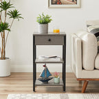 VECELO Tall End Table,Nightstand with Drawer and Adjustable Storage Shelf,27.6 inch Side Table for Living Room/Bedroom/Entryway Small Spaces