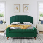 Velvet Queen Size Headboard, Upholstered Headboard Queen/Full Size Wall Mount and Bed Frame Mount, Featuring High-Density Sponge Padding Luxury Texture Easy Assembly Comfort Style-Jade