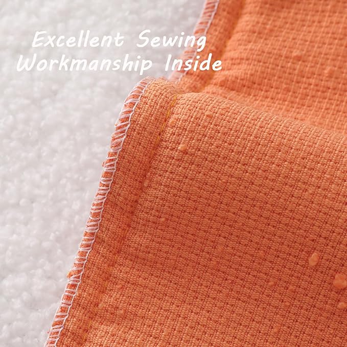 FUTEI Pack of 2 Orange Decorative Throw Pillow Covers 22x22 Inch Soft Cozy Solid Boucle Textured Cushion Case,Modern Home Decor for Couch Bed Living Room