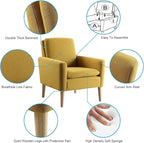 Lohoms Mid-Century Modern Accent Chair, Linen Fabric Upholstered Comfy Reading Leisure Chair for Living Room, Bedroom, Office, Waiting Room, Wood Legs, Mustard Yellow