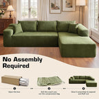 106" Cloud Sectional Couch with Chaise Lounge,L Shaped Modular Modern Sofa,Comfy Velvet Fluffy Couches with Deep Seat,No Assembly Required Couch for Living Room (Right,Cloudy Velvet,Green)