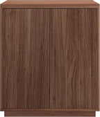 Henn&Hart 28" Fluted Wooden Accent Cabinet, Modern Ribbed Sideboard Buffet Cabinet with 2 Doors and an Adjustable Shelf for Living Room, Dining Room, Bedroom or Entryway, Satin Walnut