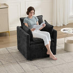 30" Cloud Modular Single Sofa Chair with Storage, Modern Upholstered Accent Chair Deep Seat, Chenille Reading Lounge Armchair for Living Room, Bedroom, Small Space, Black