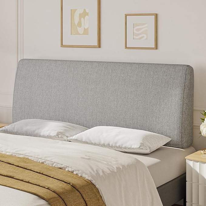 Upholstered Modern Headboard for Full Size Bed, Height Adjustable and Ergonomic Headboard, Easy Assemble, Sturdy and Durable, Linen Finish, Grey