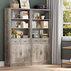 71.4" Tall Bookshelf with Drawers & Cabinet, 5-Tier Floor Standing Bookcase with Storage Doors, Adjustable Shelves & Metal Handles, 31.5" Wide Organizer for Home Office, Living Room