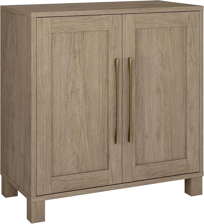 Henn&Hart 28" Wooden Accent Cabinet, Modern Sideboard Buffet Cabinet with 2 Doors and an Adjustable Shelf for Living Room, Dining Room, Bedroom or Entryway, Antiqued Gray Oak