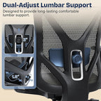 Ergonomic Office Chair, Mesh Computer Desk Chairs with Adjustable Lumbar Support, 3D Armrests, Tilt Function, Comfy Wide Seat, Swivel Executive Work Task Chair for Company and Home