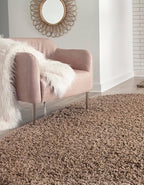 Unique Loom Solid Shag Collection Area Rug (3' 3" x 5' 3" Oval, Sandy Brown)