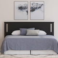 Serene Poplar Wood King Size Headboard in Black, Modern Farmhouse Panel with Horizontal Scoring, Casual Coastal Style, Easy Assembly, Quality Materials