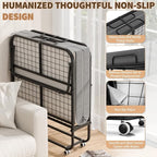 75" x 38" Folding Beds with Mattress for Adults, Portable Foldable Twin Bed with Memory Foam Mattress & Super Strong Frame, Convenient Roll Away Guest Bed for Storage