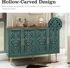 ARTPOWER 47.8" Accent Cabinet with 4 Doors, Vintage Hollow Carving Buffet Cabinet, Sideboards and Buffets with Storage, Credenza for Living Room, Kitchen, Dining Room, Entryway, Hallway, Green