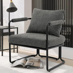 Accent Chairs Set of 2 for Living Room, Mid Century Modern Upholstered Reading Armchairs for Bedroom, Office, with Comfy Chenille Cushion & Metal Frame, Dark Grey