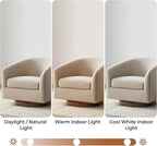 CHITA Swivel Accent Chair, FSC Certified Upholstered Fabric Barrel Chair for Living Room, Fully Assembled, Flax Beige