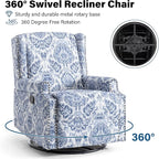 Lumibee Recliner Chair, 360° Swivel Rocker Recliner Chair with Footrest High Back, Comfy Upholstered Glider Rocking Chair for Living Room Bedroom (Navy)