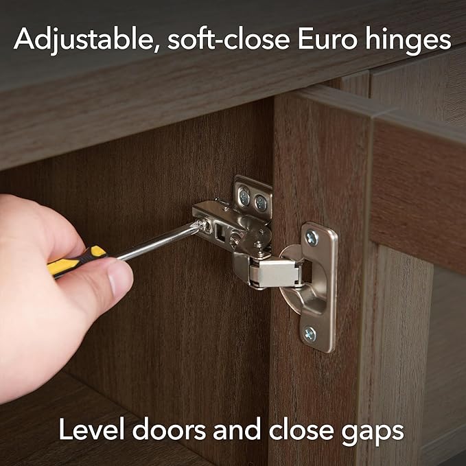 Henn&Hart Rectangular TV Stand for TV's up to 85" in Satin Walnut, for Home, Living Room, Bedroom, Entertainment Room, Office