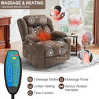 Large Power Lift Recliner Chair with Massage and Heat, Durable Heavy Duty Steel Mechanism Chenille Fabric High-Density Sponge, USB & Type-C Port Standing Assistance Brown Reclining Chair