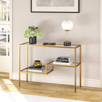 Henn&Hart 42" Wide Rectangular Console Table in Brass, Entryway Table, Accent Table for Living Room, Hallway