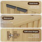 Fluted Cabinet with Storage, Buffet Cabinet Sideborad with Door, Kitchen Buffet Storage Accent Cabinets with Adjustable Shelves for Living Room, Entry, Hallway, Natural