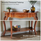 Tribesigns Vintage Console Table with Solid Wood Veneer, 47.2-Inch Mid-Century Modern Entryway Table with 2 Shelves, Victorian Furniture for Living Room, Hallway, Entrance, Foyer (Walnut)