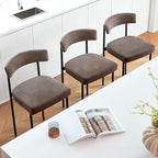 Grey Modern Bar Stools Set of 3, 24 Inch Counter Stools with Curved Backrest, Counter Height Bar Stools for Kitchen Island