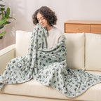 Berkshire Blanket Peanuts® VelvetLoft® Cute Character Snoopy Plush Throw Blanket,Peanuts Snoopy & Woodstock New Flower and Bees Sage,Throw 55 in x 70 in (Official Peanuts® Product)