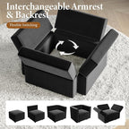 Vesgantti Sectional Couches with Storage Seats, 92" L Shaped Convertible Modular Sectional Sofa, 5 Seat & 1 Ottoman Velvet Storage Chaises Deep Seat Couch for Living Room, Bedroom, Apartment, Black