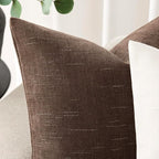 Foindtower Pack of 2 Soft Textured Chenille Throw Decorative Pillow Covers Lumbar Accent Solid Cushion Cover Cozy Neutral Farmhouse Pillow Case for Couch Sofa Bedroom Living Room 12x20 Inch, Chocolate
