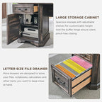 T4TREAM 59" L Shaped Executive Desk with Drawers,Farmhouse Wood Computer Desk, Featuring Charging Station,File Drawer, Storage Cabinet,for Home Office Work and Study (Dark Rustic Oak)