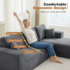Cloud Modular Sectional Sleeper Sofa,U-Shape Modern Boneless Sectional Couch with Deep Seat,Upholstered Couches for Living Room Bedroom,No Assembly Required,Grey
