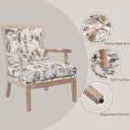 chairus Farmhouse Linen Accent Chair for Living Room, Upholstered Reading Chair with Solid Wood Frame Lounge Arm Chair with High Back for Bedroom, Reception Room, Waiting Room, Floral Pattern