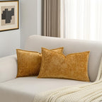 FUTEI Tobacco Chenille Throw Pillow Covers 12x20 Inch Set of 2,Soft Cozy Bound Edge Design Lumbar Pillow Cases,Home Decor for Couch Bed Living Room