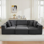 Cloud Modular Sectional Sleeper Sofa,U-Shape Modern Boneless Sectional Couch with Deep Seat,Upholstered Couches for Living Room Bedroom,No Assembly Required,Grey