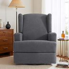 Swivel Glider Recliner Chairs Set of 2 for Adults - High Back Rocker Recliners with Deep Seat, Comfortable & Quiet Upholstered Fabric Armchairs for Living Room or Nursery, Manual Reclining-Gray