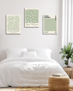 HesenDot Green Botanical Framed Wall Art Set, 12x16in Matisse William Morris Canvas Prints,Minimalist Classic Plants Home Decor for Living Room Bedroom Bathroom Office, Set of 3