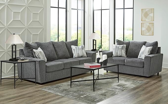 Signature Design by Ashley Stairatt Casual Loveseat with Flared Arms, Gray