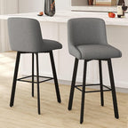 Swivel Bar Stools Set of 3, 30''H Upholstered Barstools with Backs, Modern Counter Height Bar Stool Chairs for Kitchen Island, Metal Legs, Fabric, Gray Counter Stools