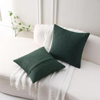 FUTEI Christmas Pack of 2 Dark Green Decorative Throw Pillow Covers 26x26 Inch Soft Cozy Solid Boucle Textured Euro Pillow Shams,Modern Home Decor for Couch Bed Living Room